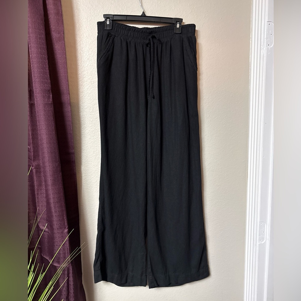 RB30 Briggs Black Casual Wide Leg Pants With Pockets Size Large